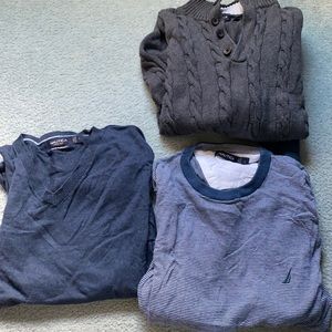 Three Men’s Large Nautica Sweaters